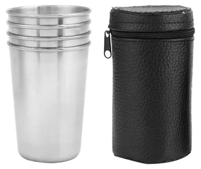 Produktbild von Kaffeetassen Edelstahl 4er Set Campingbecher Tragbar Leicht für Outdoor Reise
