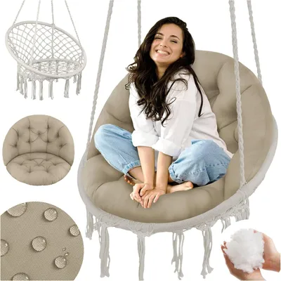 Produktbild von Domarex Wasserdichtes Kissen für Hängeschaukel Nestschaukel -antiallergische Silikonkugel - komfortabel - langlebig perfekt für Garten - Beige