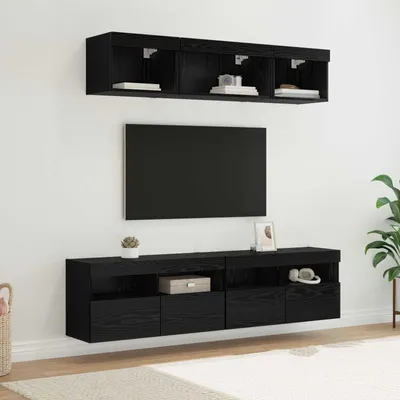 Produktbild von Maison Exclusive - TV Wand Einheiten mit LED mit LED 5 pcs Schwarz Eichen-Optik