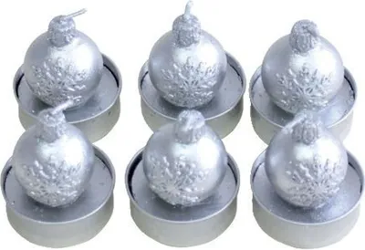 Produktbild von 0 N19041-4010-2/B Teelichter Weihnachten "Kugel mit Schneeflocke" - silber, 6 Stück