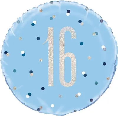 Produktbild von Folienballon blau & silber Zahl 16