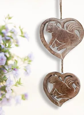 Produktbild von Holzschildset, 2er, Eichhörnchen, Braun, Tiere, Tierfiguren, Gekalkt
