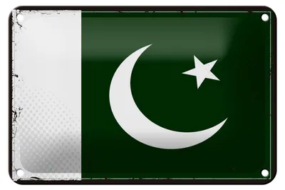 Produktbild von Blechschild Flagge Pakistans 18x12cm Retro Flag of Pakistan Dekoration