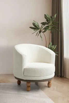 Produktbild von Weißer Polstersessel Designer Wohnzimmer Textilsessel Einsitzer