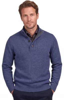 Produktbild von Barbour Pullover blau Halbzip Knöpfe Wolle