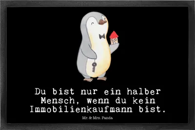 Produktbild von Mr. & Mrs. Panda Schmutzmatte Immobilienkaufmann Herz 40 x 60 cm - Schwarz - Geschenk, Türvorleger, Schmutzfangmatte, Lustig, fußmatte, Fußabstreifer, Fussmatte, Spruch