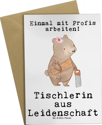 Produktbild von Mr. & Mrs. Panda babykarte Tischlerin Leidenschaft - Weiß - Geschenk, einladungskarten, weihnachtskarten, glückwunschkarten, hochzeitskarten, Grußkarte, osterkarten