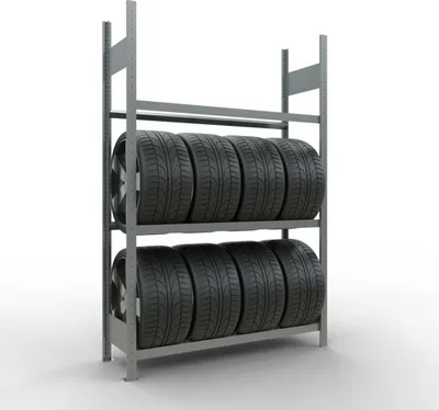 Produktbild von Schulte Reifenregal mit reifenschonenden Traversen | Grundregal | HxBxT 200x130x40cm | 3 Ebenen | Fachlast 150kg | Verzinkt