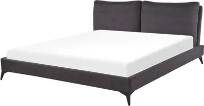 Obrázek produktu pro BELIANI Tmavě šedá postel s rámem čalouněná žinylková 180 x 200 cm se silným čelo moderní design