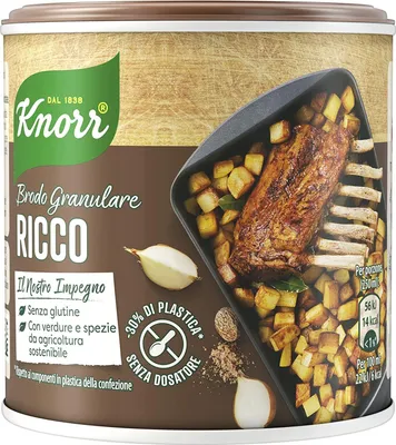 Produktbild von Knorr Brodo Granulare Ricco reichhaltige körnige Brühe 150g Geschmack für Ihre Gerichte Gluten-frei laktosefrei 100% Italienische Brühe