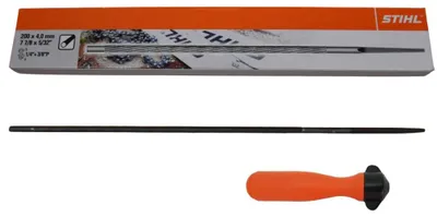 Produktbild von STIHL Rundfeile 56057714006 6 Stück für Sägeketten 200x4,0 mm mit 1 Kunststoff Feilenhalter