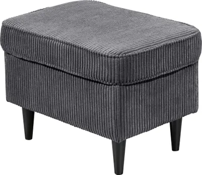 Image de Fußhocker >OSKAR< in ash, Stoffbezug, weich, 100% Polyester - 63x43x42cm (BxHxT)