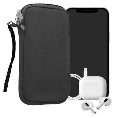 Produktbild von kwmobile Neopren Handytasche für Smartphones L - 6,5" - Handy Tasche mit Reißverschluss - Handyhülle universal Grau