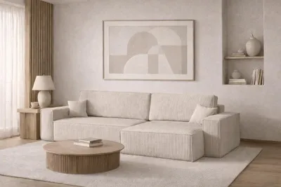 Produktbild von Kaiser Möbel Ecksofa mit schlaffunktion und bettkasten BEST XL, stoff Poso Dicker Cord, Beige, Rechts