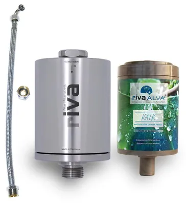 Produktbild von rivaALVA KALK Trinkwasserfilter | Kalkschutz, Edelstahlgehäuse, inkl. Schlauchanschluss-Set