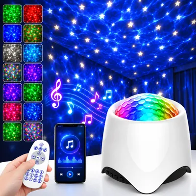 Produktbild von LED Sternenhimmel Licht Projektor Lampe Sternennachtlicht Projektionslampe mit Bluetooth Lautsprecher 56 Farben Nachtlicht Party Schlafzimmer Deko