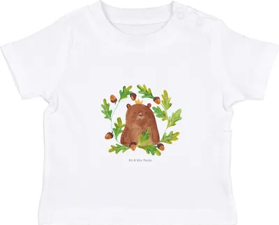 Produktbild von Mr. & Mrs. Panda T-Shirt Bär König 12. - 18. Monat - Weiß - Geschenk, Baby, Vater, Teddy, Papa, Dad, Babyshirt, Vatertag, Baumwolle Shirt, Daddy, Jerseyshirt