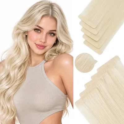 Imagen del producto de Extensiones de Tape-in Invisibles de Cabello Natural Rubias Platino 35 cm
