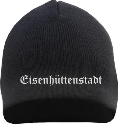Produktbild von Eisenhüttenstadt Beanie Mütze - Altdeutsch - Bestickt - Strickmütze Wintermütze Einheitsgröße Schwarz