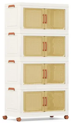 Obrázek produktu pro Stohovatelné úložné boxy na kolečkách JV12404WH, 280 l, bílo/hnědá