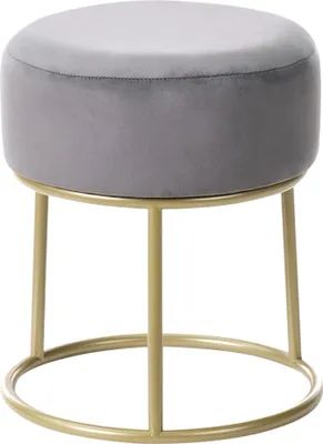 Zdjęcie produktu dla BELIANI Stołek szary tapicerowany welurowy 35 x 35 cm z metalowymi nóżkami