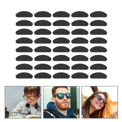 Image de 20 paires de plaquettes de nez en silicone pour lunettes, en forme de D, antidérapantes, autocollantes, pour tous les types de lunettes