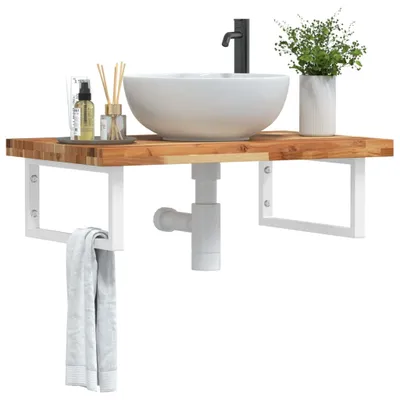 Produktbild von Möbel Waschbeckenregal Wandmontage Stahl und Akazienholz - Badspiegel 3302848
