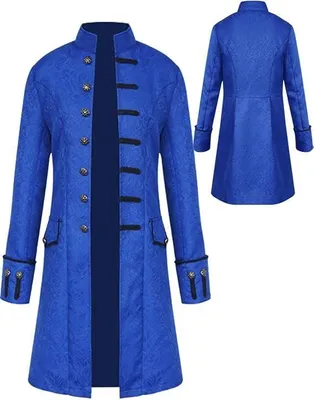Produktbild von Mittelalterlicher Steampunk-Rock für Herren in Blau, Halloween-Cosplay-Kostüm