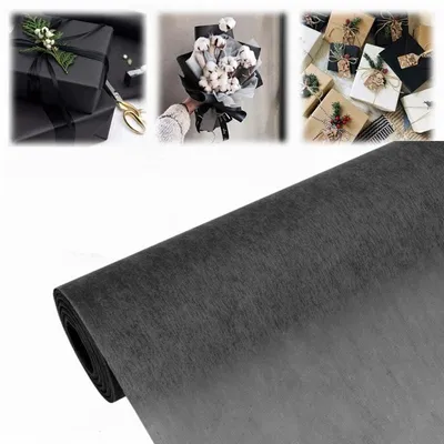 Image de Nappe en rouleau en papier, noire, 30 cm x 25 m, décorations de table en tissu non tissé