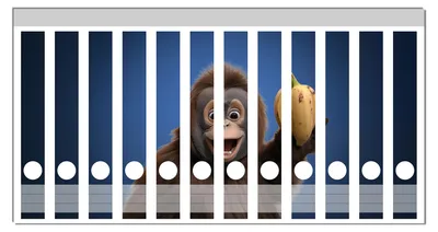 Produktbild von Wallario Ordnerrücken Sticker, selbstklebend für schmale Ordner, 12 Stück, Motiv Lustiger Affe mit Bananen
