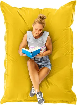 Produktbild von Green Bean® Sitzsack "Square" XXL 140x180cm mit 380 Liter EPS Perlen - Riesensitzsack für Kinder & Erwachsene - Gelb