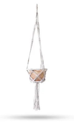 Productafbeelding van Macramé plantenpotje, klein - Natuurlijk - Diameter 16 cm