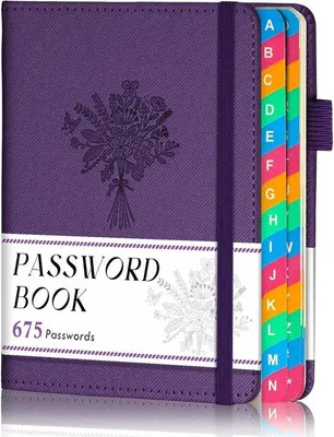 Produktbild von Famanu Passwortbuch mit bunten Registerkarten - für Senioren, 675 Passwörter