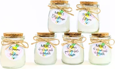 Productafbeelding van 6 kaarsen – 12 etiketten – cadeaus voor het einde van het jaar | 20 uur – 100 ml – 60 g | Bedankt Maitresse, Super Atsem, geliefde oppas | TE Whaka