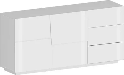 Produktbild von Kommode Ddalessi, Wohnzimmer-Buffet, Wohnzimmer-Kommode mit 2 Türen und 3 Schubladen, 180x44x86 cm, glänzendes Weiß