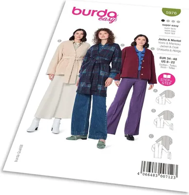 Obrázok produktu pre Strih Burda 5976 - Kabát s opaskom, fleecový kabát