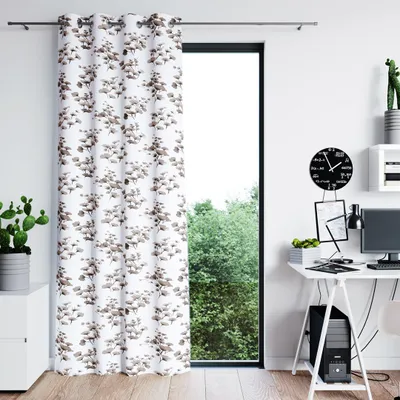 Produktbild von Vorhang Gardine 140x250 cm Ösen Einfarbiges Blumen Muster für Wohnzimmer Schlafzimmer Weiß Orange Puderrosa