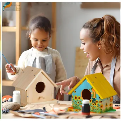 Produktbild von Vogelhaus Bausatz zum Bemalen für Kinder, Holz DIY Bastelset, Nistkasten für draußen