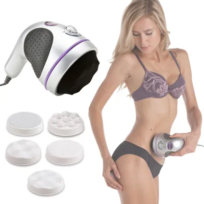 Obrázok produktu pre Vibraluxe Pro® - masážny prístroj pre ženy, spevňujúci, vibračný, rotačný s nástavcami, anticelulitídna masážna pištoľ