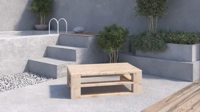 Produktbild von Lermowood Palettenmöbel Mpe Couchtisch 60 x 40 cm Natur | Europaletten Indoor und Outdoor Lounge Gartenmöbel Holz Gartenmöbel Set Lounge Möbel Terrasse Balkon Loft Stil Paletten