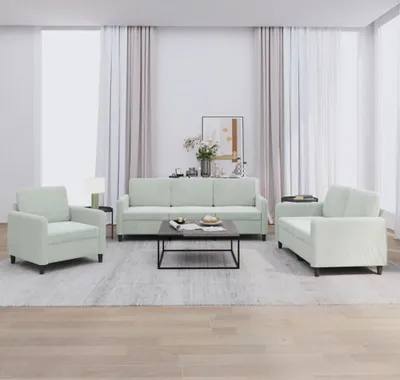 Image de Maison Exclusive - Ensemble de canapés 3 pièces en velours gris clair