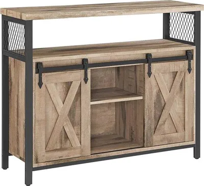Produktbild von Famanu Dressoir mit Schiebetüren - Aufbewahrungsschrank mit verstellbaren Regalen für Wohnzimmer und Küche