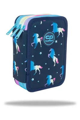 Produktbild von Coolpack Jumper 3 3-komorový puzdro na ceruzky Blue Unicorn s príslušenstvom