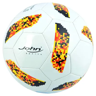 Produktbild von John Football – Size 5 – 1 Piece – White Black Orange Blue – Leather – 22 cm – Indoor Outdoor Use