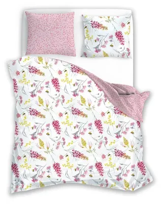 Produktbild von Bettwäsche, Satinbettwäsche, hohe Qualität 160x200 Milagro Verde 019 Rosa Blumen