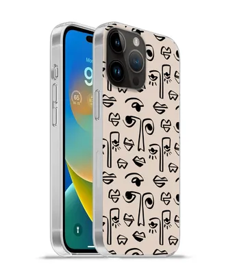 Produktbild von MuchoWow® Handyhülle Schutzhülle Hülle für Apple iPhone 14 Pro - Softcase Muster - Lippen - Strichzeichnungen Silikon Softcase Handy Hülle - Umschlag