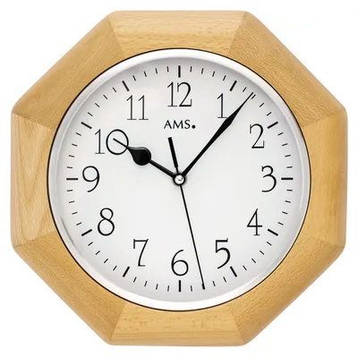 Produktbild von AMS 5512/18 Funk-Wanduhr Vaduz, Buche, Massivholz