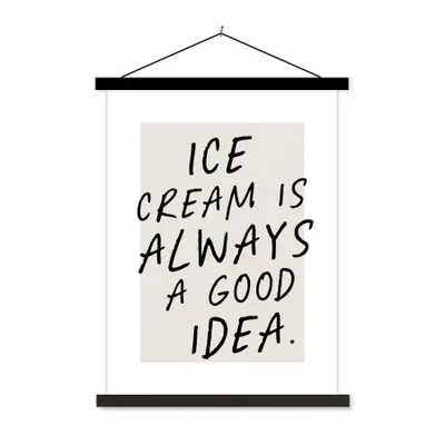 Produktbild von MuchoWow® Textilposter Sprichwörter - Essen - Eiscreme ist immer eine gute Idee - Zitate 90x120 cm mit schwarzem Rahmen - Dekoration