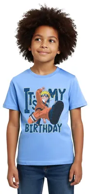 Produktbild von Spreadshirt Naruto It's My Birthday Geburtstags-Design Kinder T-Shirt, 122/128 (7-8 Jahre), Himmelblau