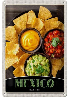 Produktbild von Blechschild Reise 20x30cm Mexiko Nachos Käse scharf Gerichte